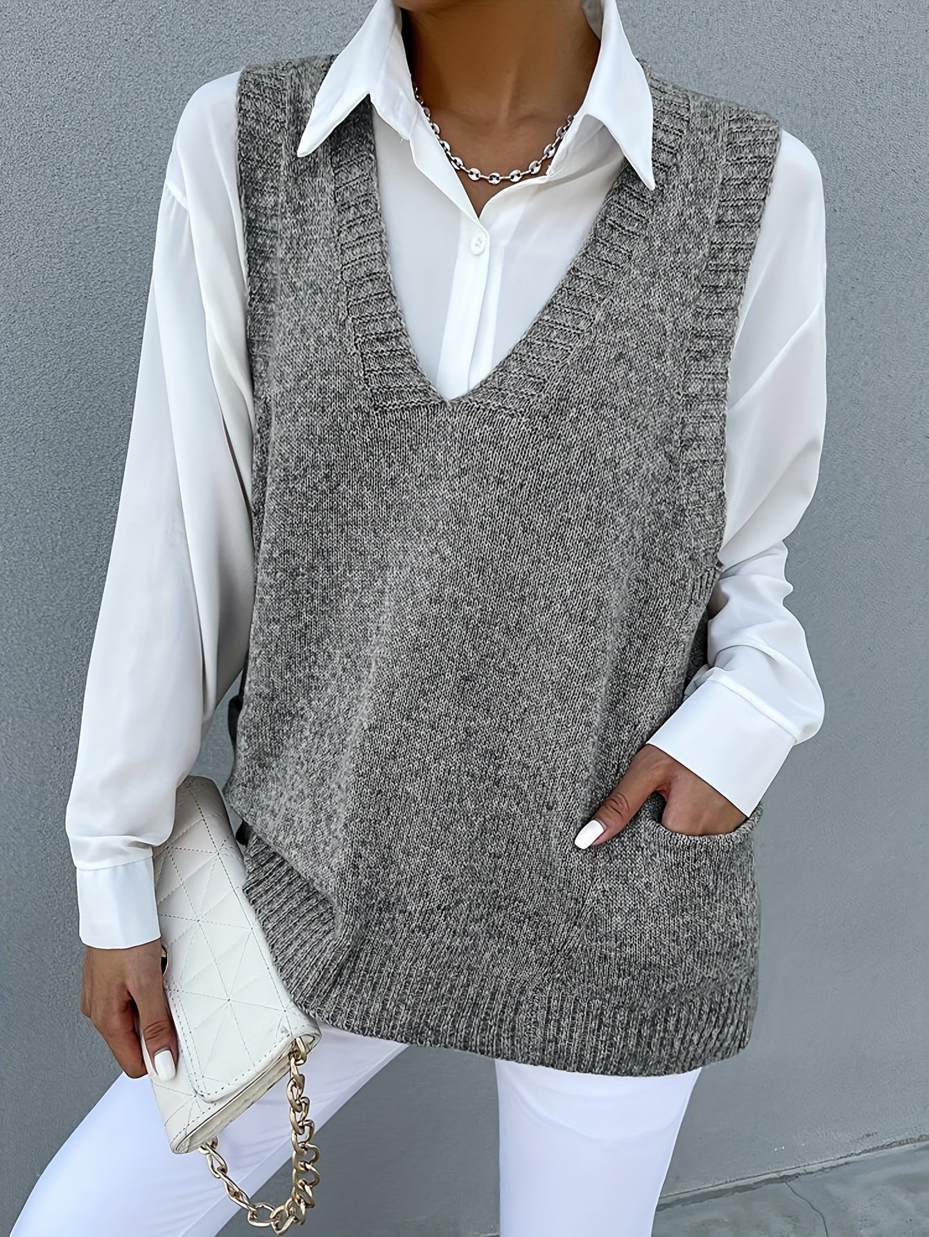 Melissa™ | Double-Fleece V-Neck sweater vest