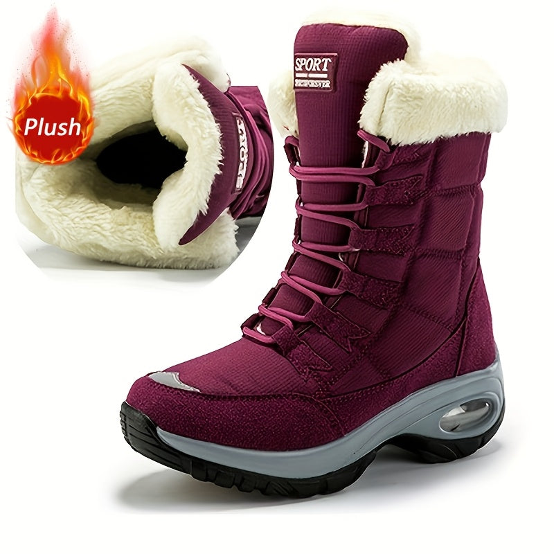 Cecilia™ | Faux-fur cuff lace-up mid-calf snow boots