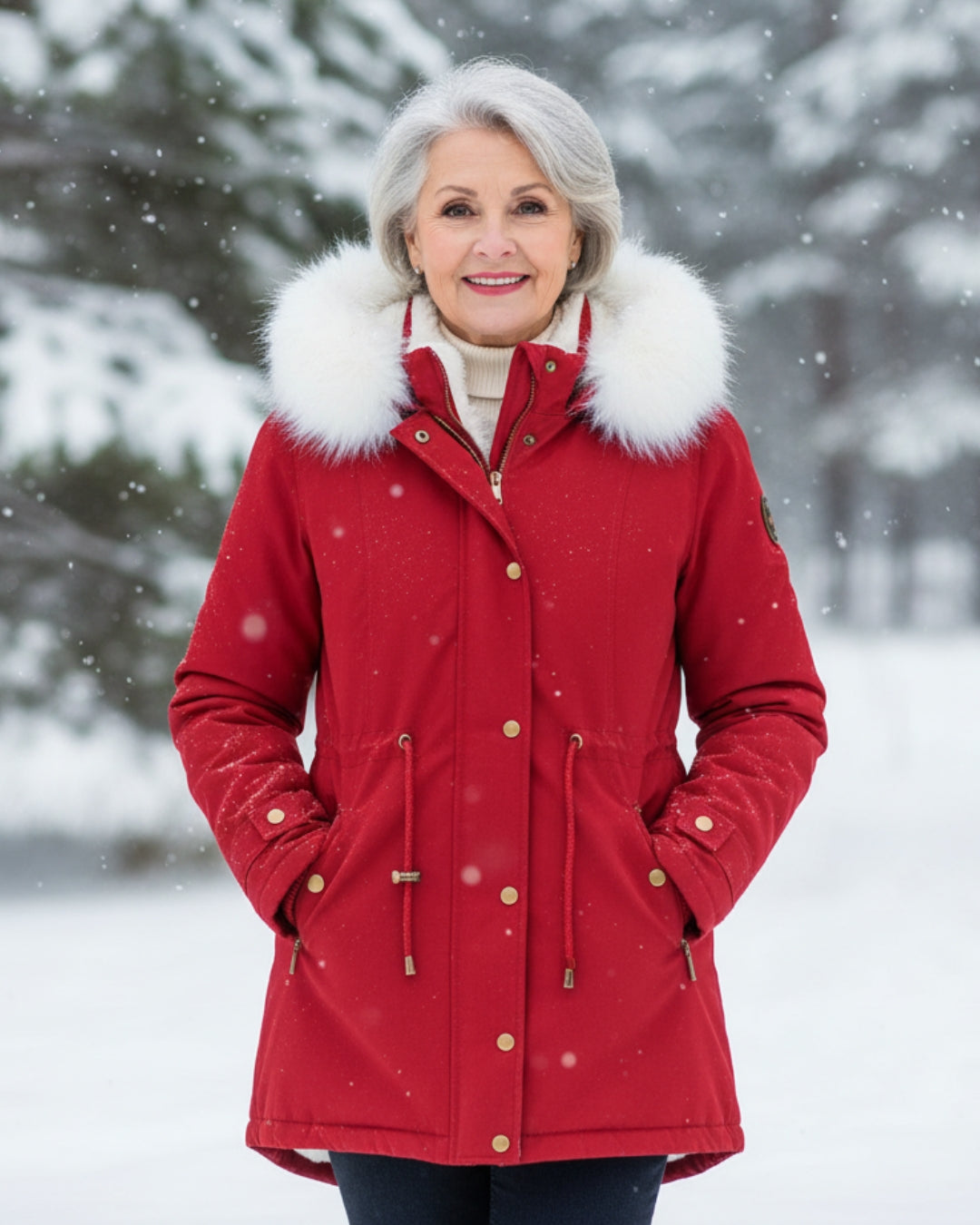 Ceridwen™ | Faux-fur hooded drawstring parka coat