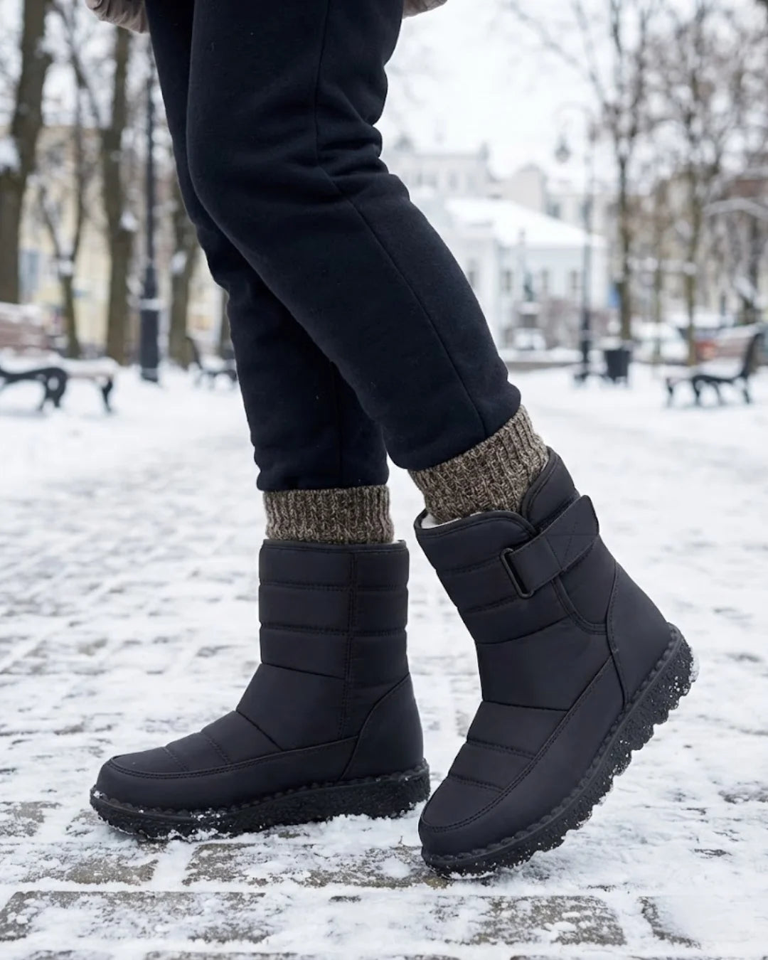 Oksana™ | Quilted hook-and-loop plush-lined snow boots