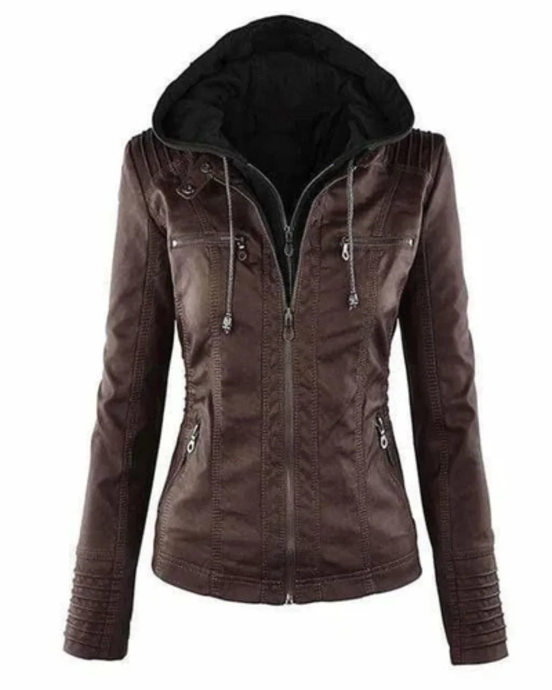 Bea™ | Elegant Hooded Jacket in Faux Leather