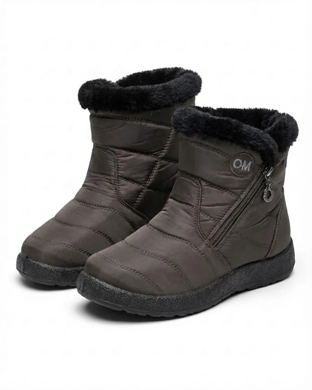Cendy™ | Quilted Fleece-Lined Zip Ankle Boots