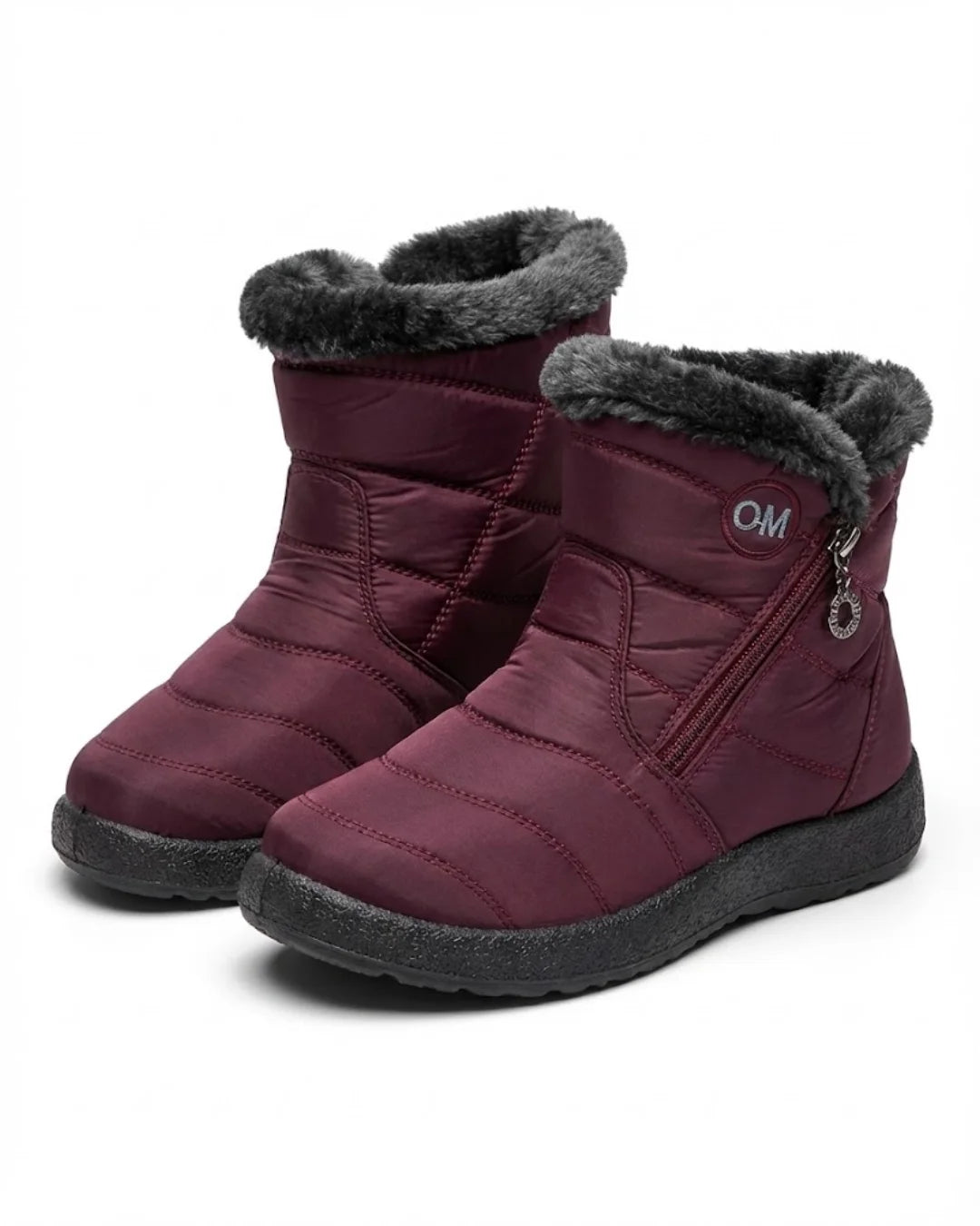 Cendy™ | Quilted Fleece-Lined Zip Ankle Boots