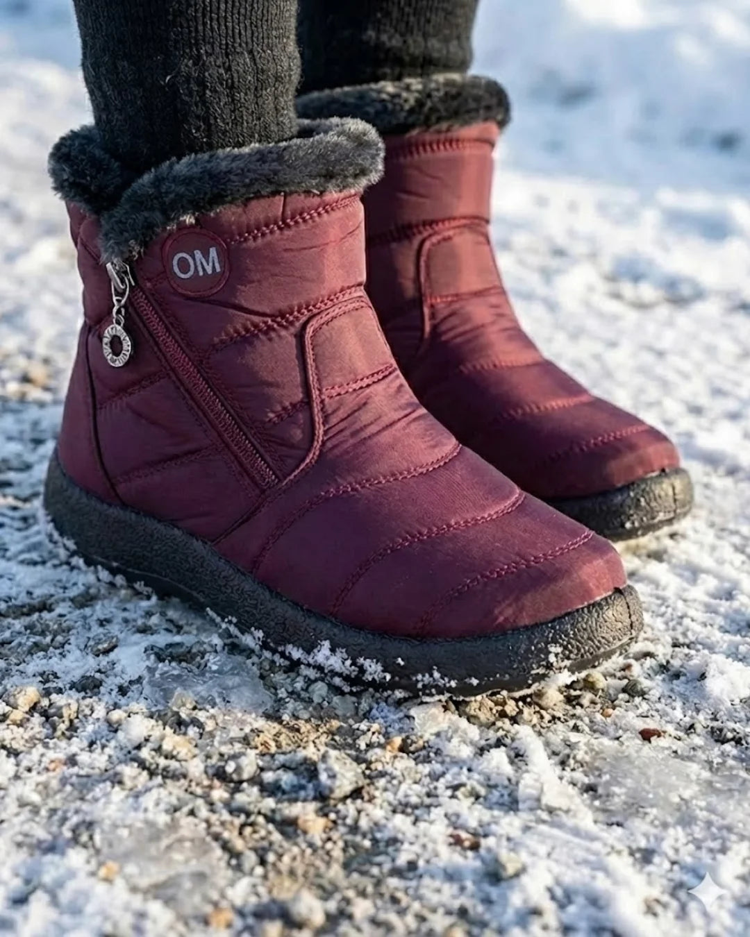 Cendy™ | Quilted Fleece-Lined Zip Ankle Boots