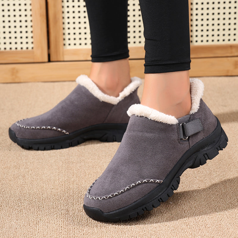 Elinor™ | Faux-suede fleece-lined strap ankle boots