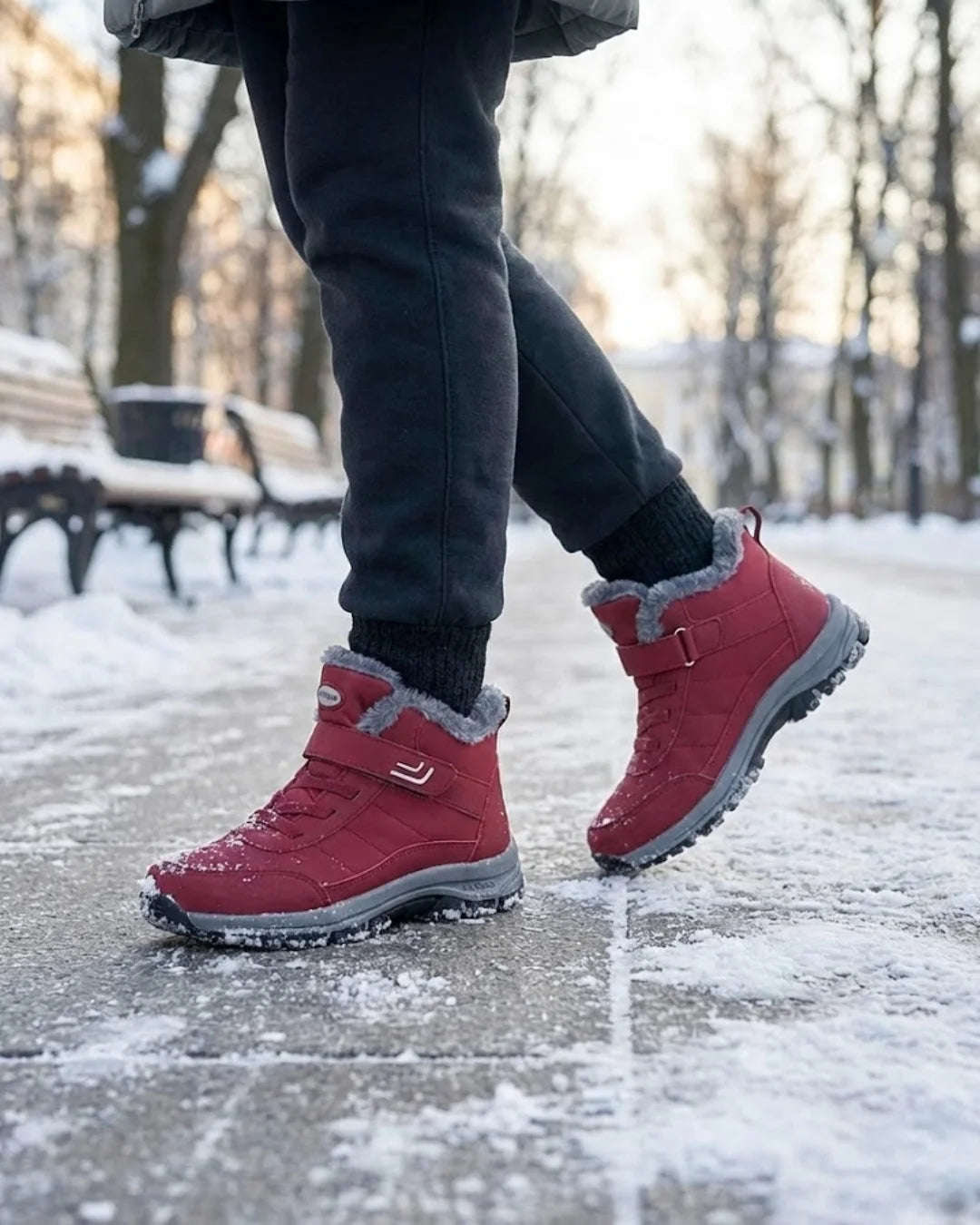 Montya™ | Plush-lined hook-and-loop lace-up ankle snow boots