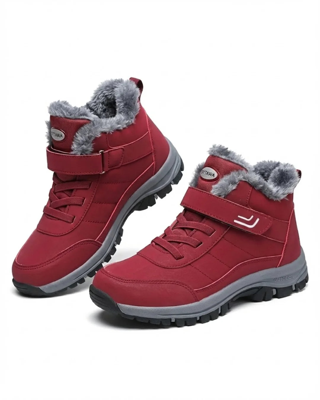 Montya™ | Plush-lined hook-and-loop lace-up ankle snow boots