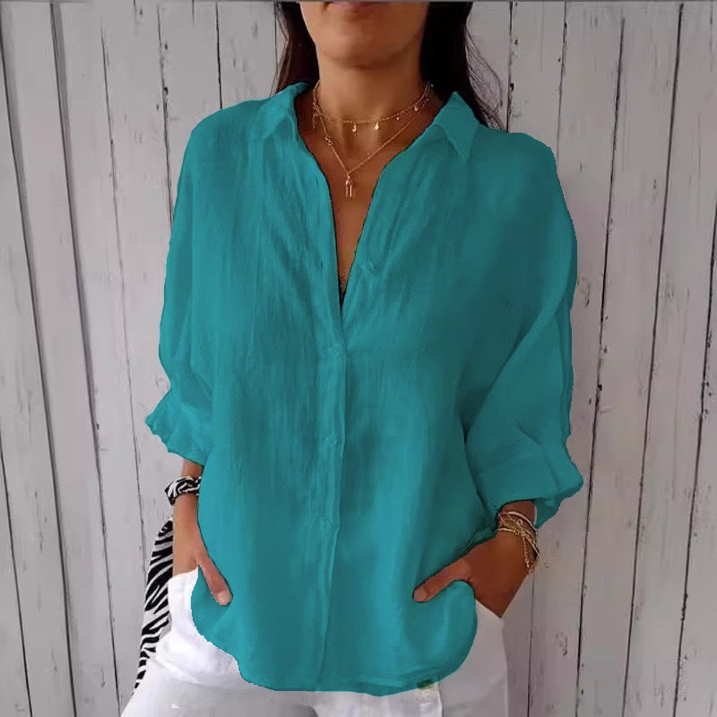 Button-Down Casual Linen Oversized Shirt