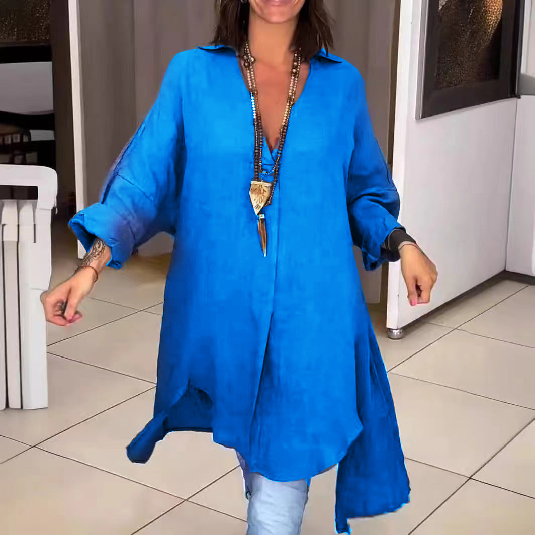 Oversized Boho Linen Longline Shirt