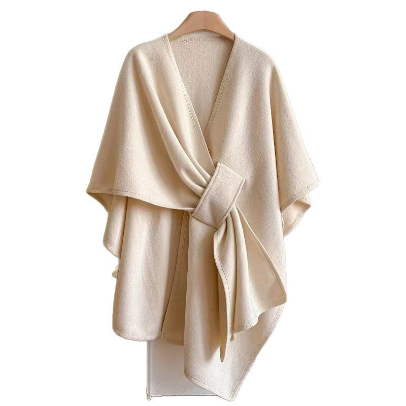 Maritza™ | Cozy Knitted Shawl with Fur Collar