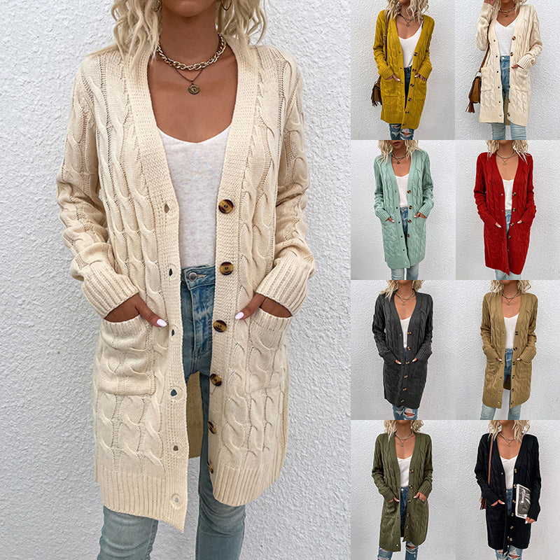 Kiana™ | Cable-Knit Buttoned Mid-Length Cardigan