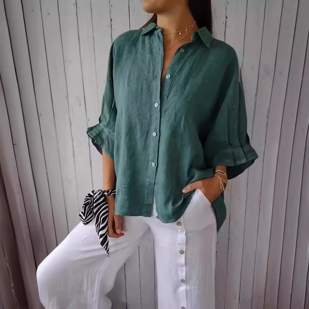 Button-Down Casual Linen Oversized Shirt