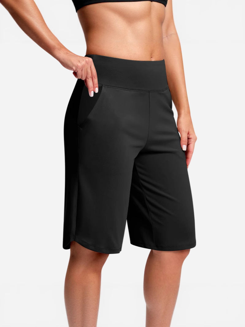 High-Waist Athletic Bermuda Shorts