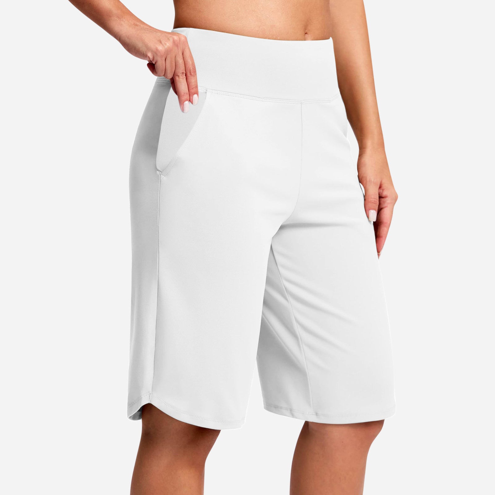 High-Waist Athletic Bermuda Shorts