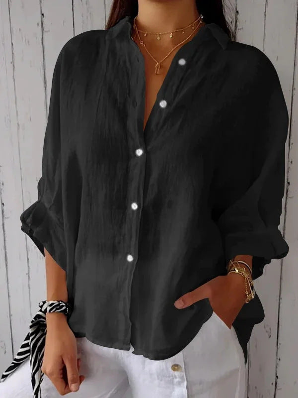 Button-Down Casual Linen Oversized Shirt