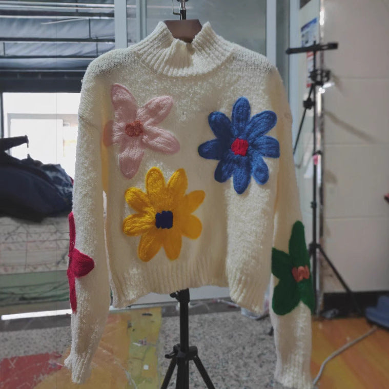 Faustine™ | Embroidered Floral Knit Pullover Sweater