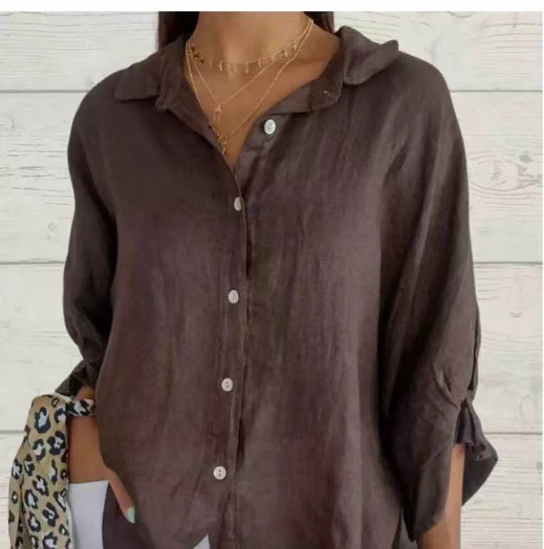 Button-Down Casual Linen Oversized Shirt