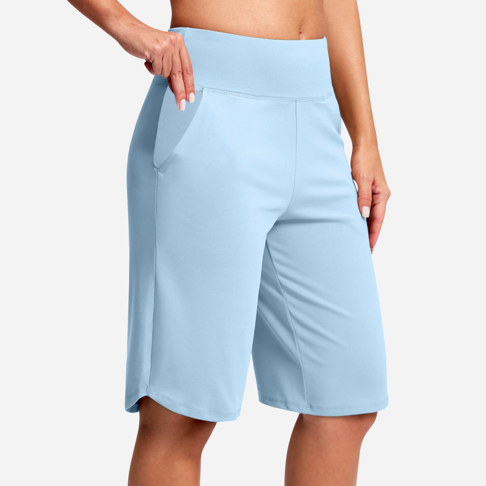High-Waist Athletic Bermuda Shorts