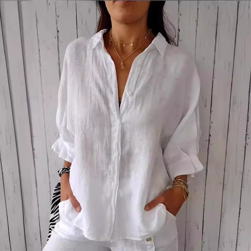 Button-Down Casual Linen Oversized Shirt