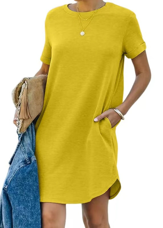 Pocket Casual Loose T-Shirt Mini Dress
