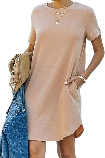 Pocket Casual Loose T-Shirt Mini Dress