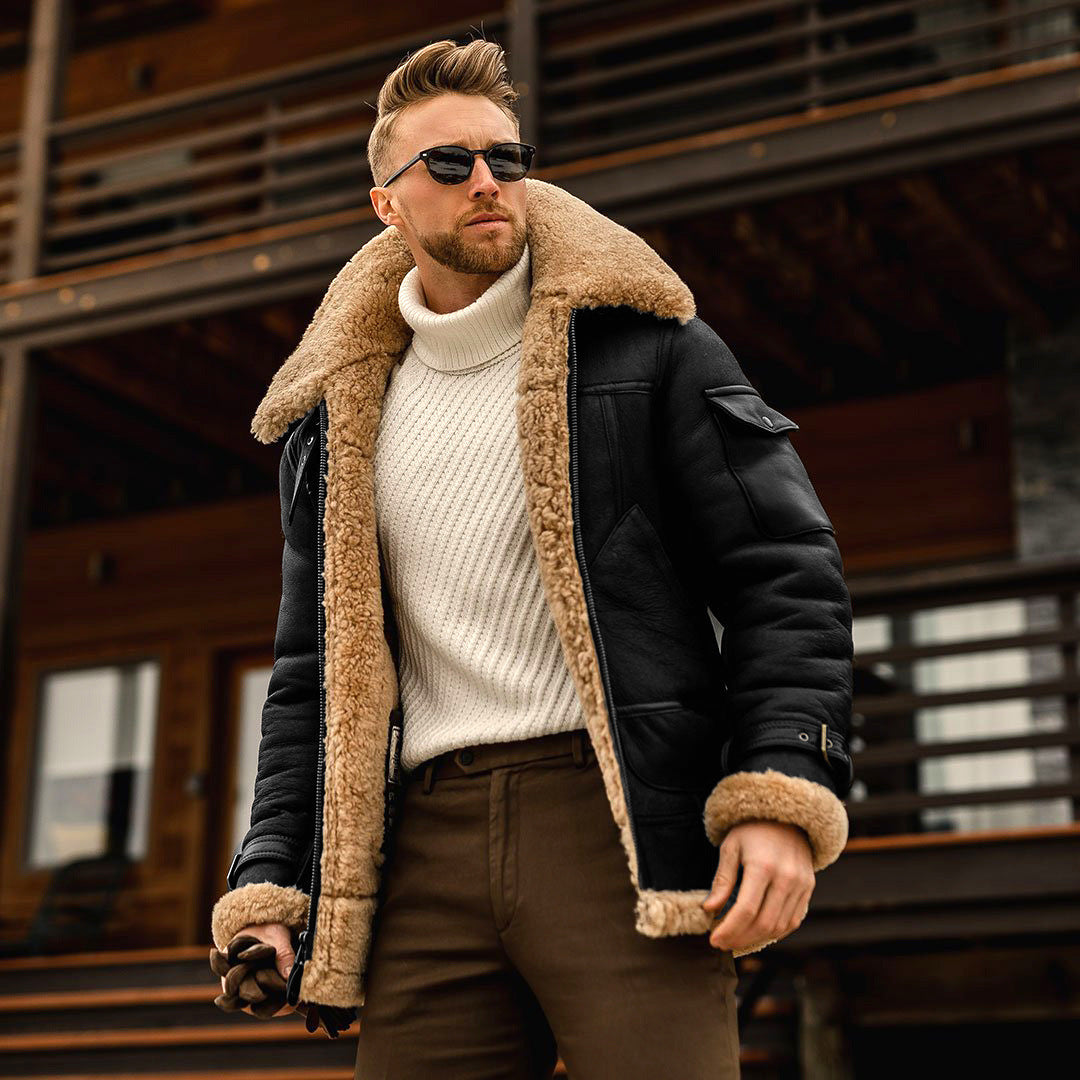 John™ | Shearling-lined leather aviator jacket