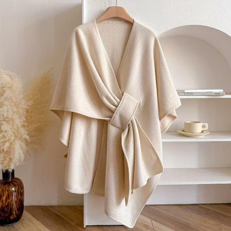 Maritza™ | Cozy Knitted Shawl with Fur Collar