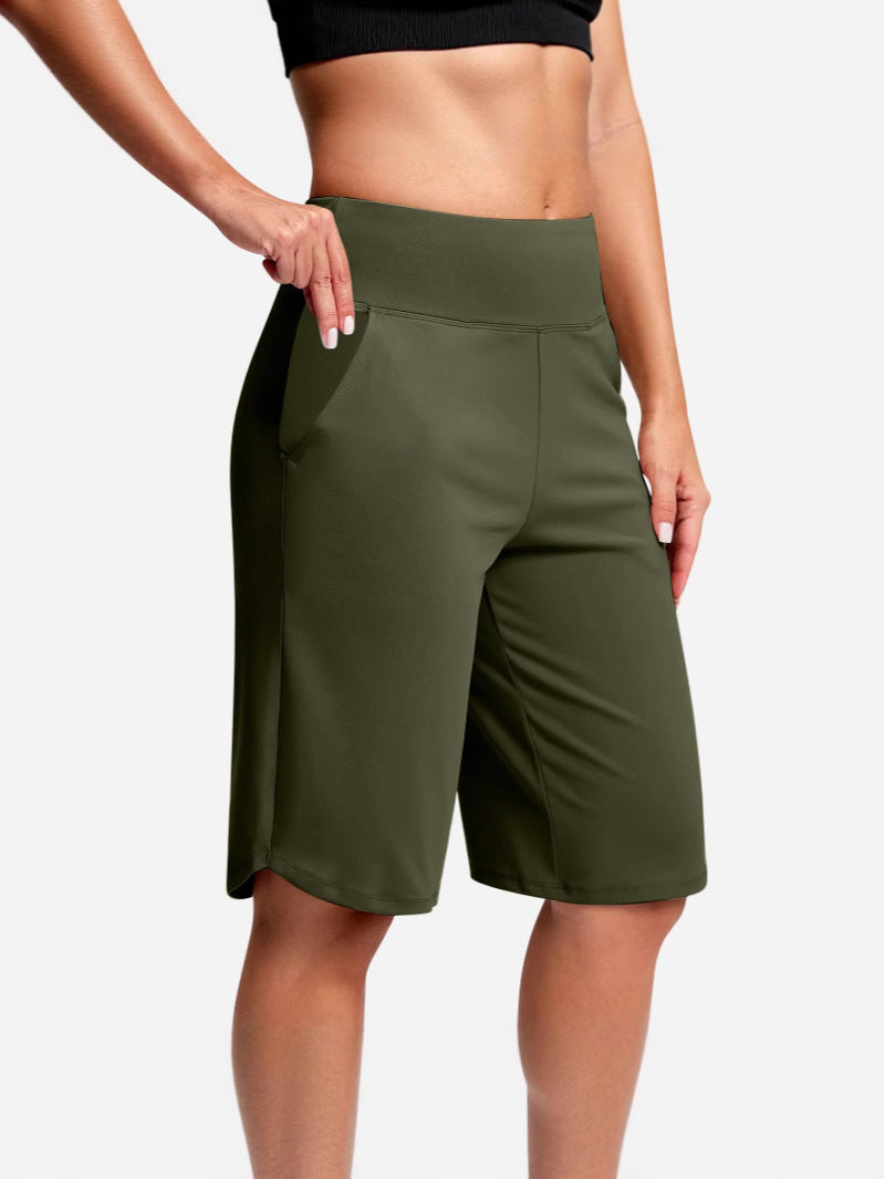 High-Waist Athletic Bermuda Shorts