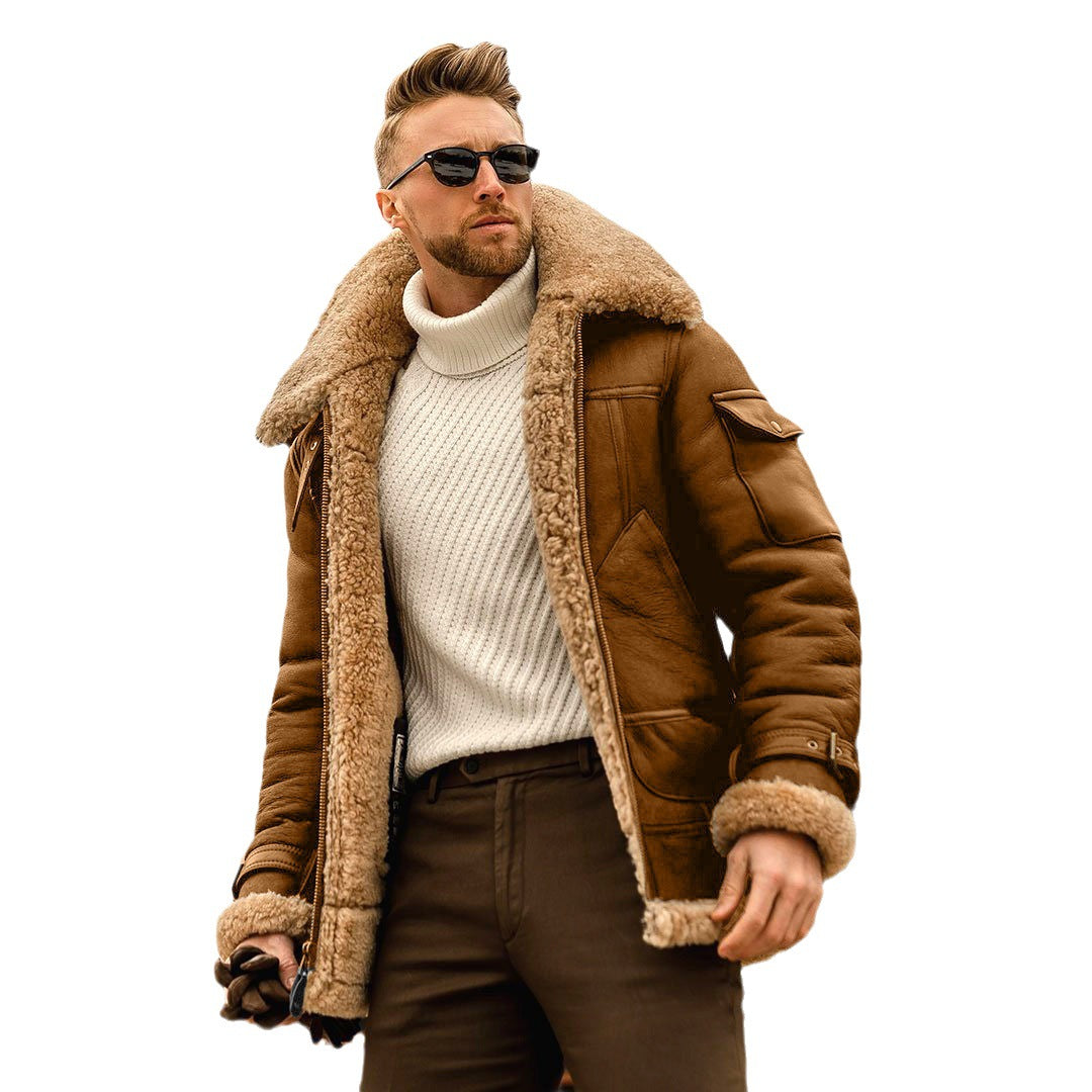 John™ | Shearling-lined leather aviator jacket