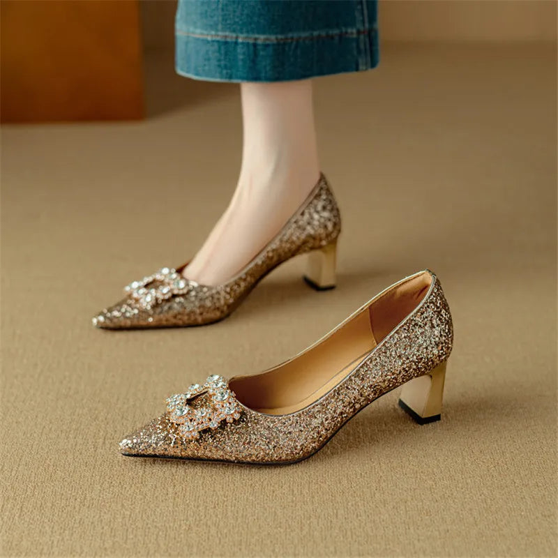 Gloria™ | Elegant Glitter Heels