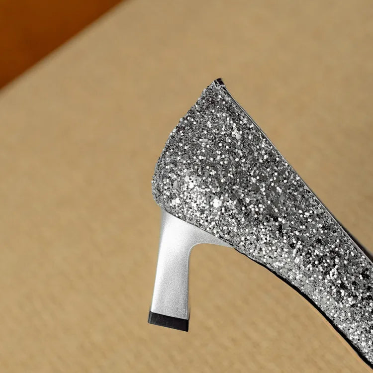 Gloria™ | Elegant Glitter Heels