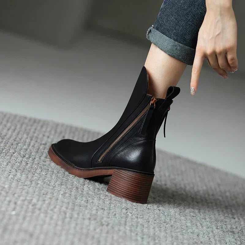 Tresa™ | Elegant Leather Ankle Boots