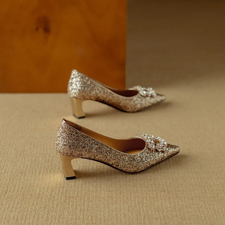 Gloria™ | Elegant Glitter Heels