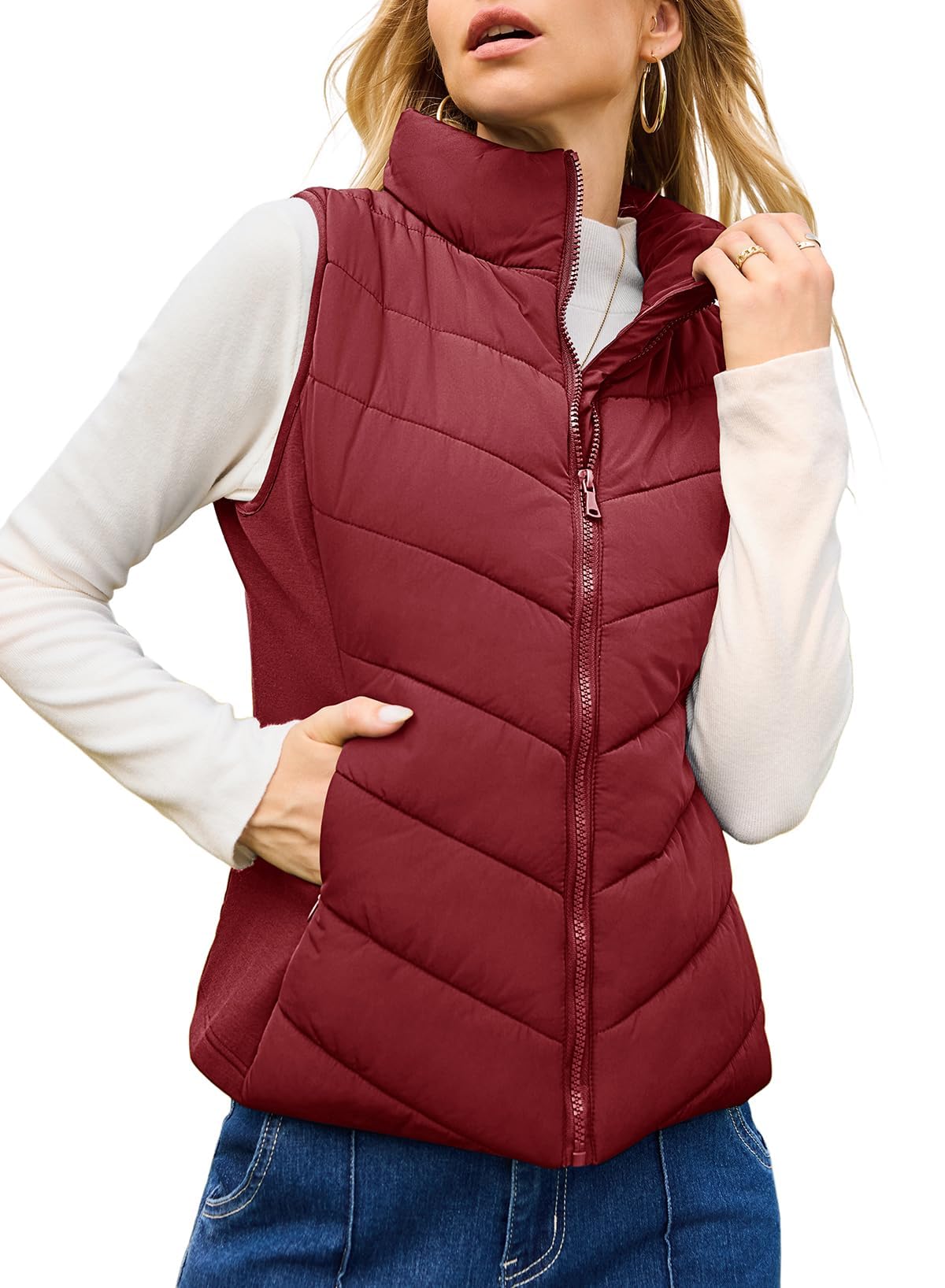 Ella™ | Quilted zip-up stand-collar puffer vest