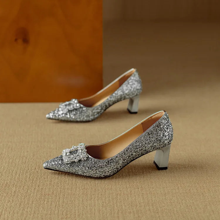 Gloria™ | Elegant Glitter Heels