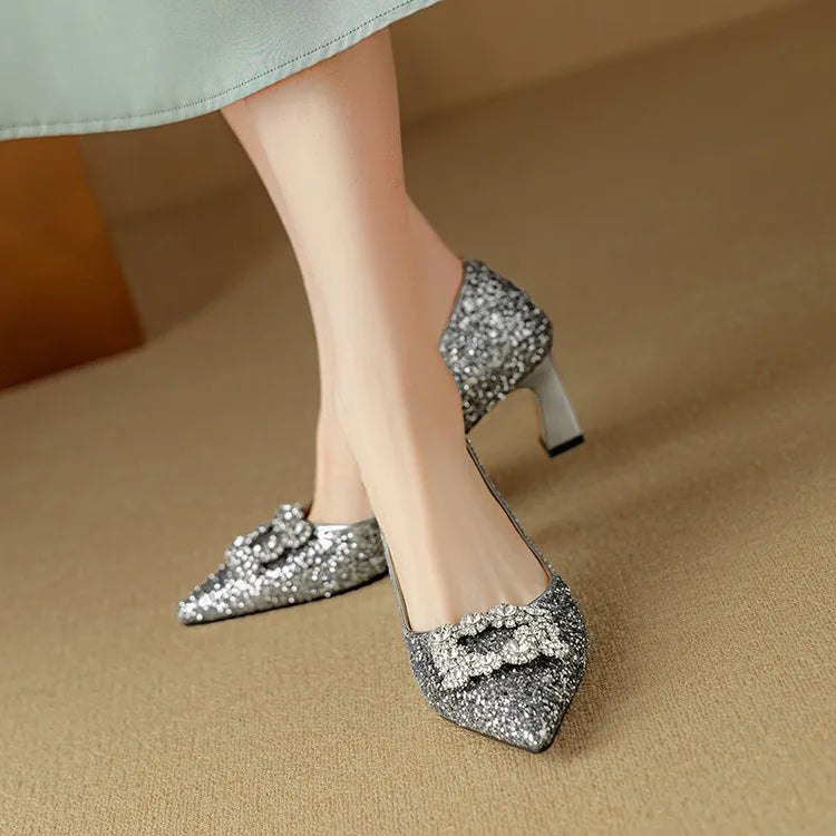 Gloria™ | Elegant Glitter Heels
