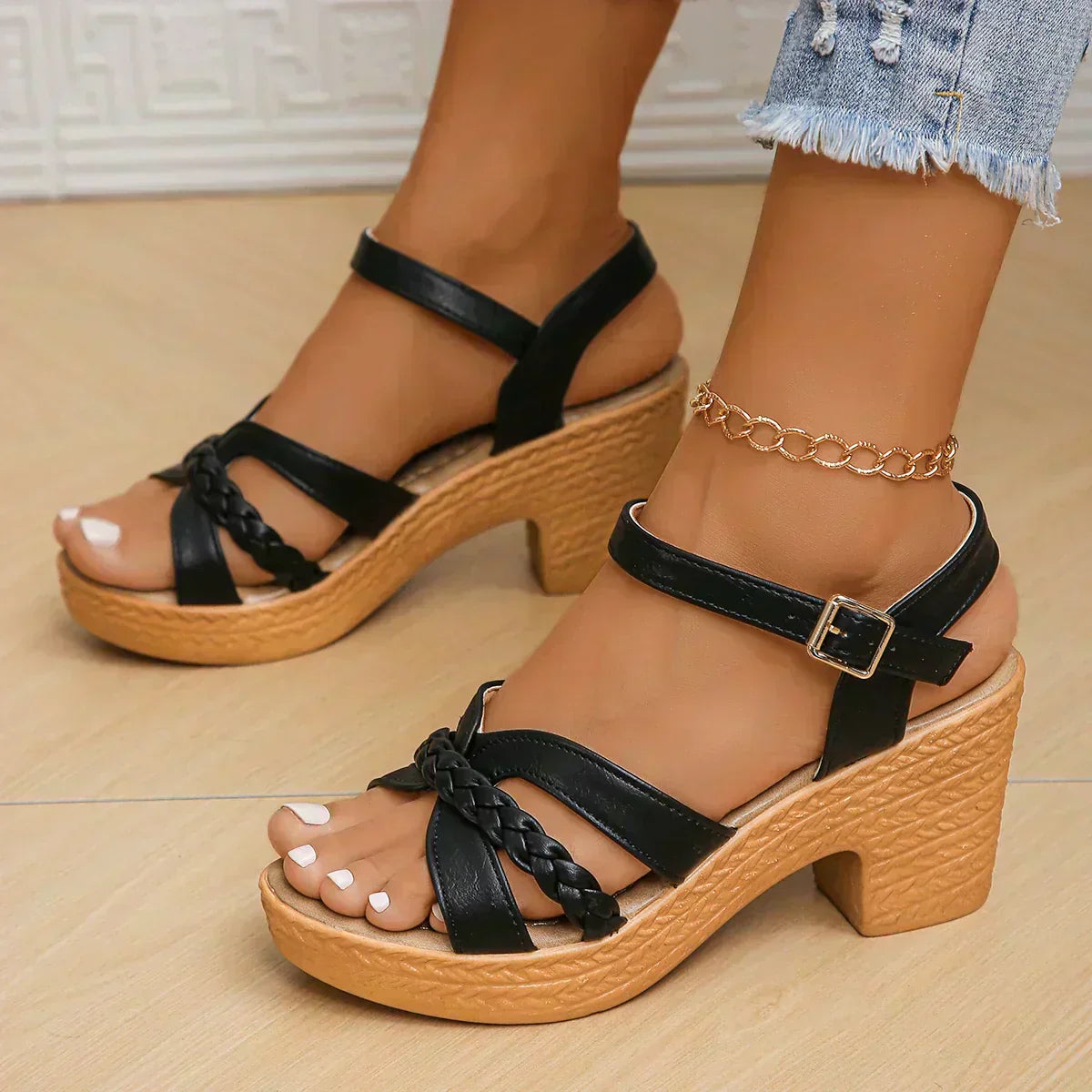 Platform Heels with Braided Straps