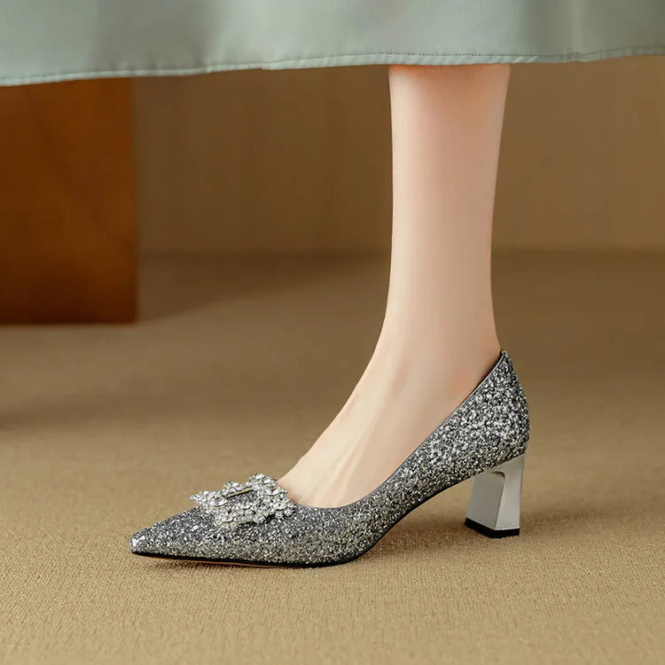Gloria™ | Elegant Glitter Heels