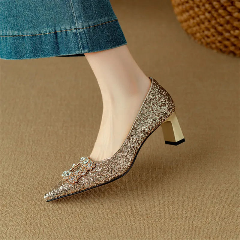 Gloria™ | Elegant Glitter Heels