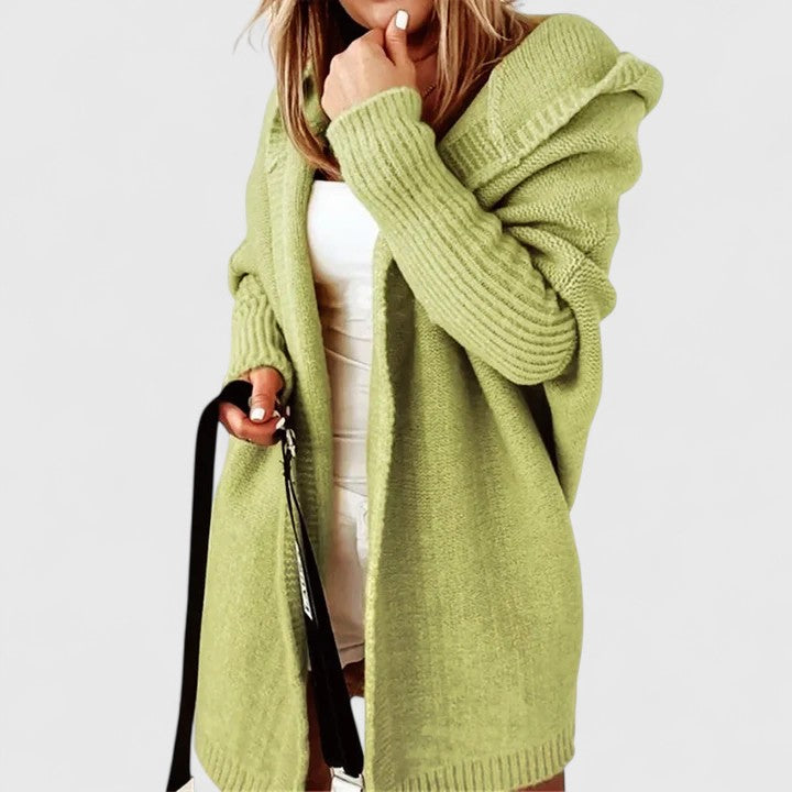 Carmina™ | Hooded Ribbed-Sleeve Oversized Cardigan