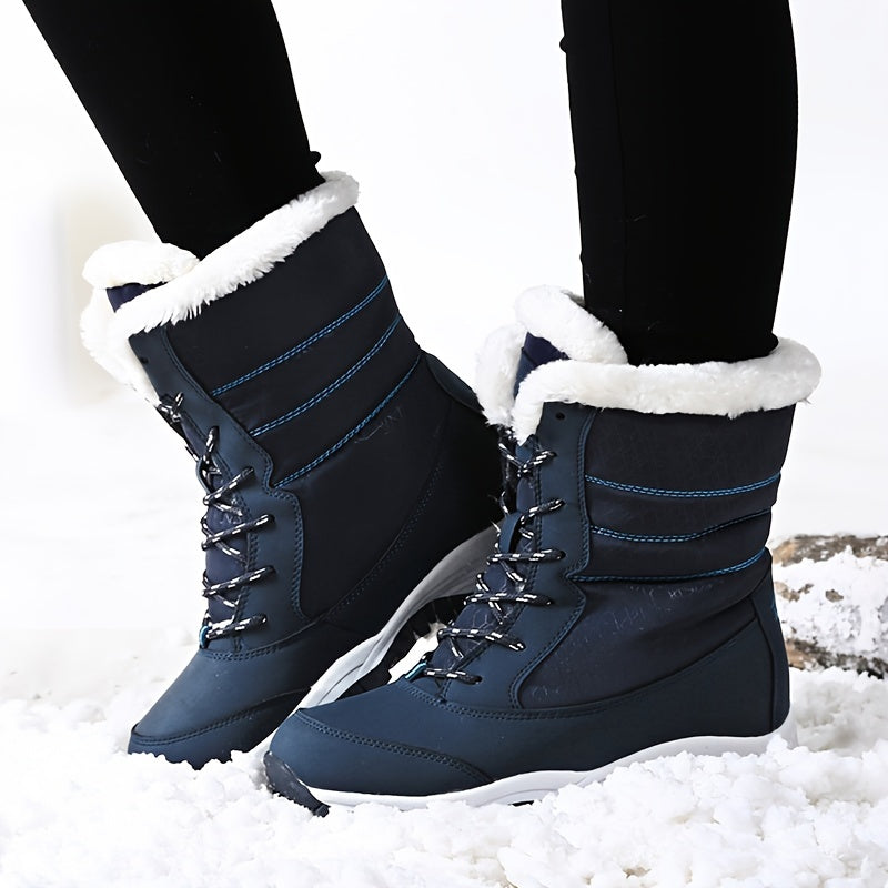 Clarice™ | Faux-fur cuff lace-up winter snow boots