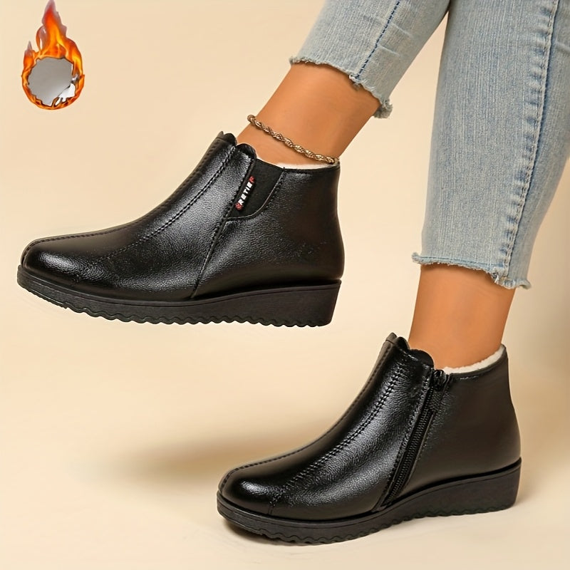 Maricela™ | Fleece-lined side-zip wedge ankle boots