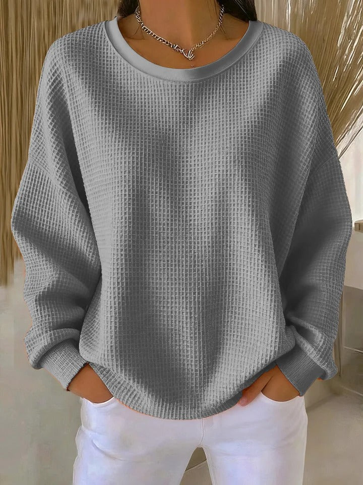 Edda™ | Waffle-knit relaxed crewneck sweatshirt