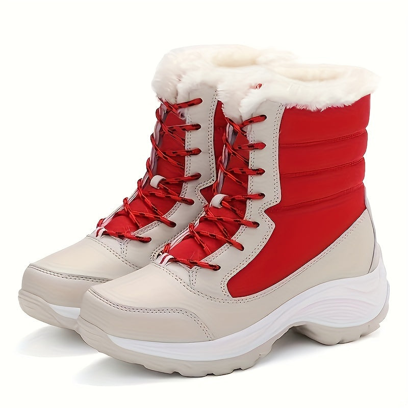 Clarice™ | Faux-fur cuff lace-up winter snow boots