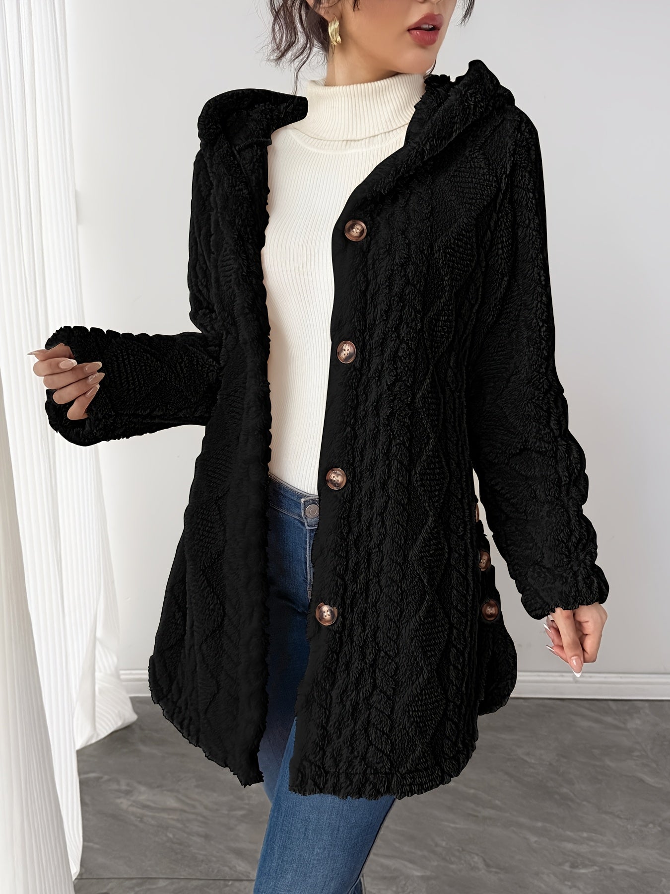 Alba™ | Cable-Knit Plush Hooded Cardigan