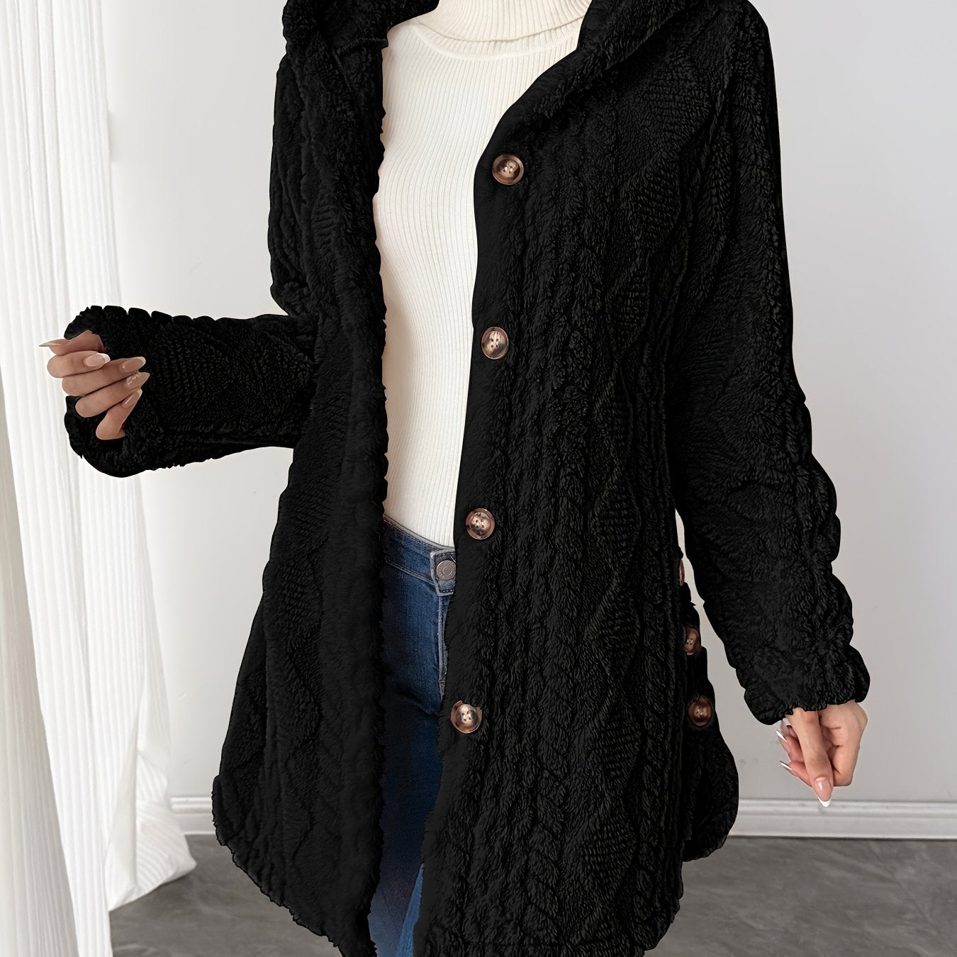 Alba™ | Cable-Knit Plush Hooded Cardigan