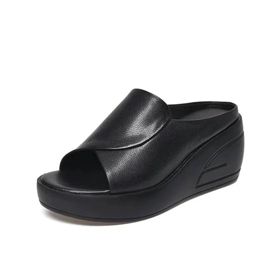 Platform Leather Slide Mules