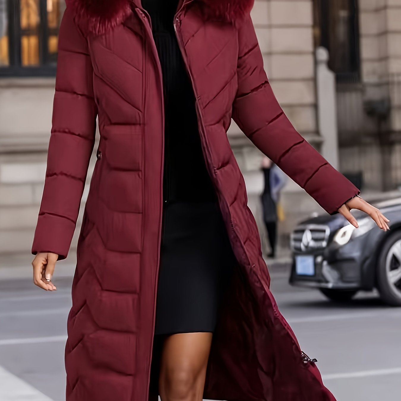 Perrine™ | Faux-Fur Collar Long Puffer Coat