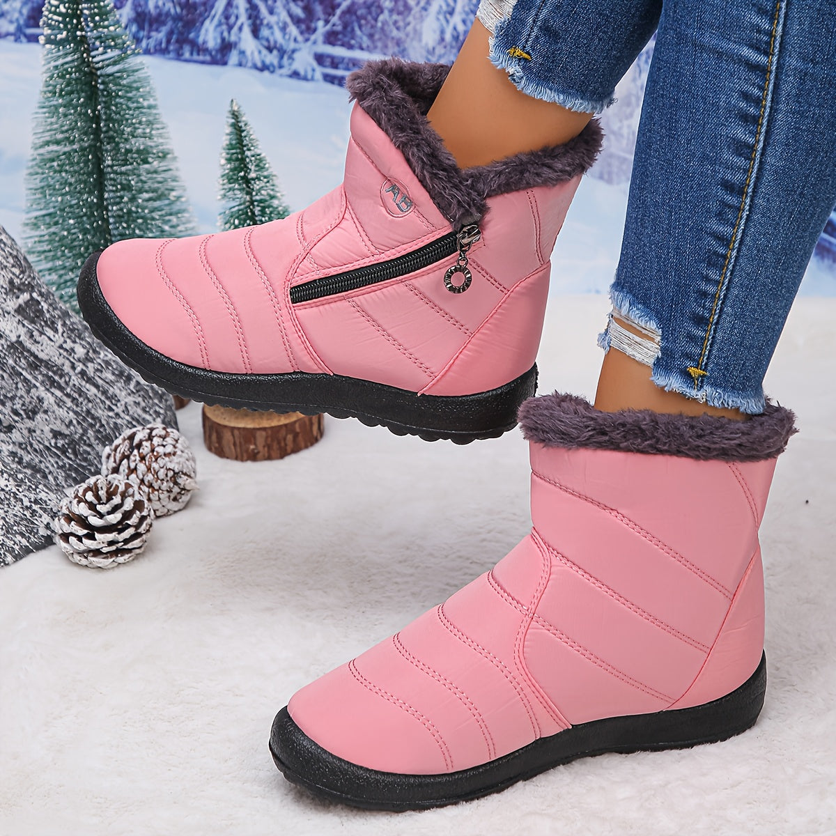 Lucero™ | Quilted Fleece-Lined Zip Winter Boots