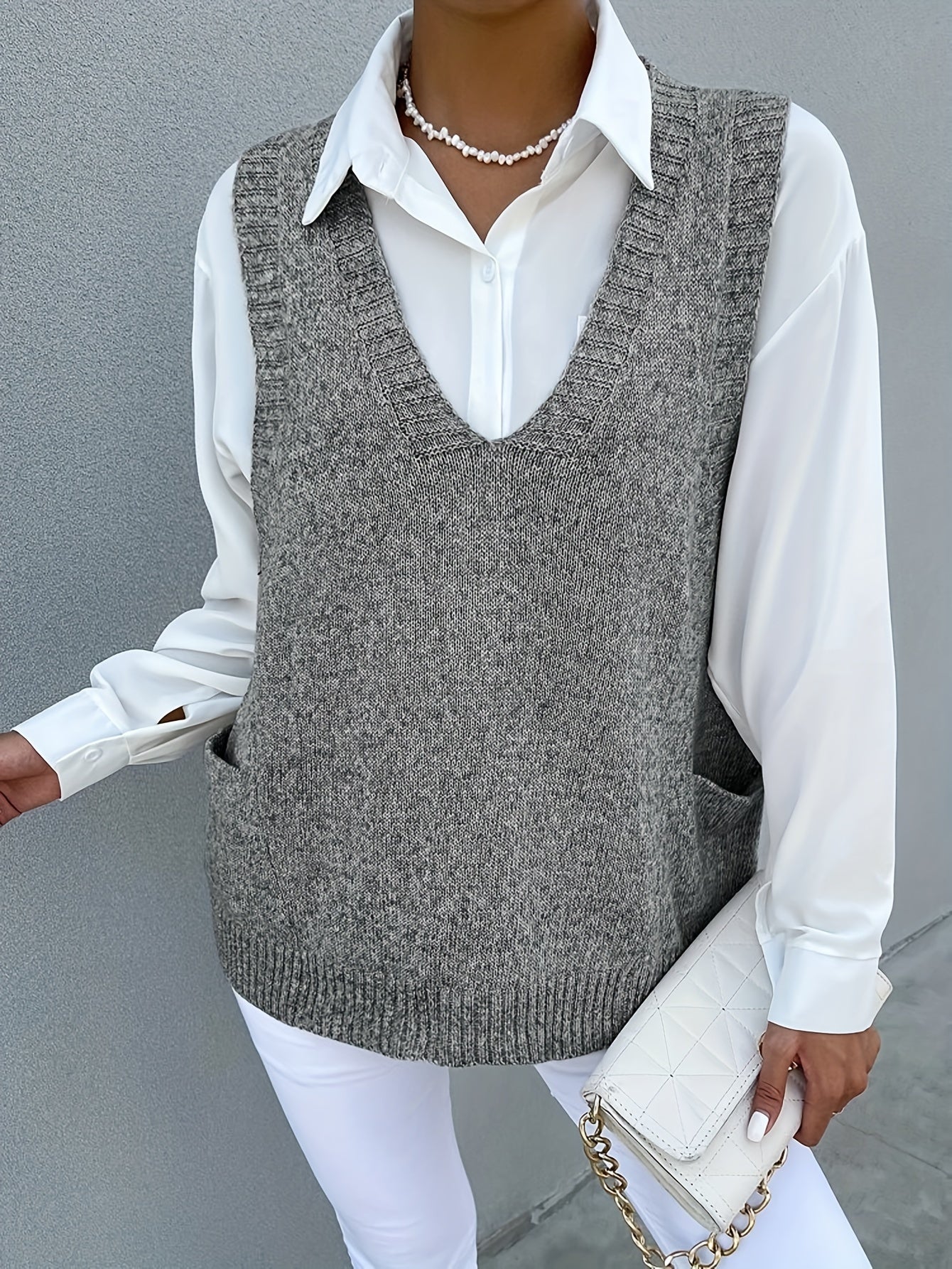 Melissa™ | Double-Fleece V-Neck sweater vest